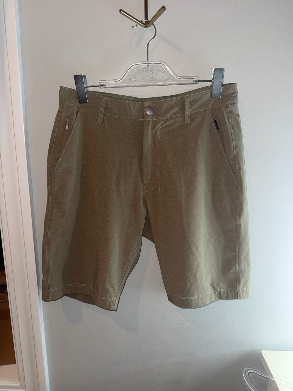 7 Diamonds Olive Stretch Flat-Front Shorts